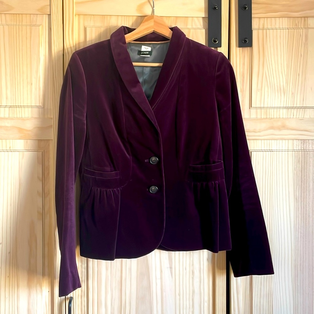 J.Crew Plum Velvet Blazer. Size 6.